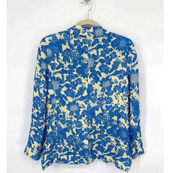 J. Crew Drapey Long Parke Blue Foral Printed Blazer Jacket in Cupro Blend size 2 - Picture 7 of 9